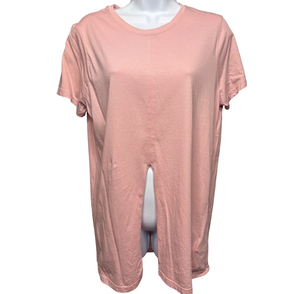 NWT THE UPSIDE Womens Pink Split Short Sleeve Tee S Active Coquette Girly Yoga
